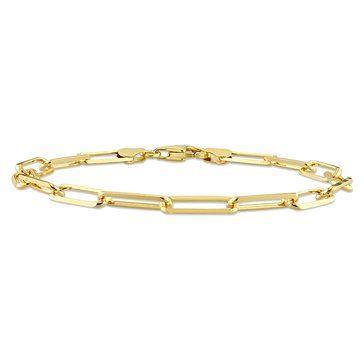 Sofia B. 18K Yellow Gold Plated Sterling Silver Diamond Cut Paperclip Chain Bracelet
