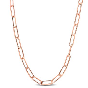 Sofia B. 18K Rose Gold Plated Sterling Silver Diamond Cut Paperclip Chain Necklace 