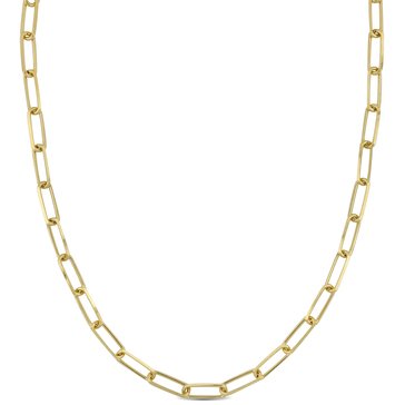 Sofia B. 18K Yellow Gold Plated Sterling Silver Diamond Cut Paperclip Chain Necklace 