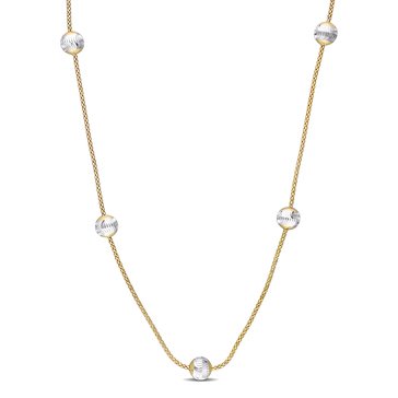 Sofia B. 18K Yellow Gold Plated Sterling Silver White Ball Station Chain Necklace
