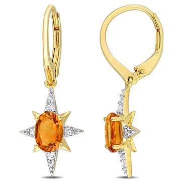 Sofia B. 1 3/4 cttw Madeira Citrine & White Topaz Drop Leverback Earrings