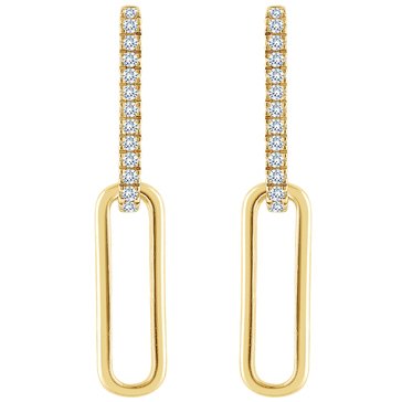 Because by Navy Star Paper Clip Diamond Pave Link Drop Earrings