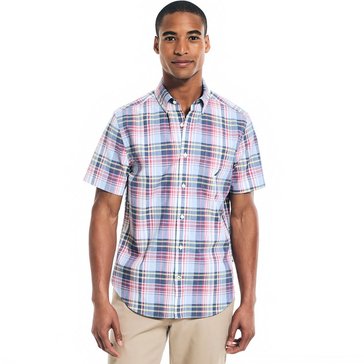 Nautica Men's Short Sleeve Heathered Plaid Shirt