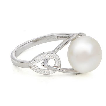 Imperial Cultured Pearl & White Topaz Ring