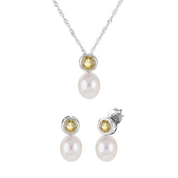 Imperial Cultured Pearl & Citrine November Birthstone Set