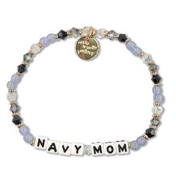 Little Words Project Navy Mom Beaded Stretch Bracelet
