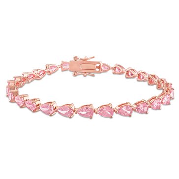 Sofia B. 13 1/2 cttw Pear Shape Created Pink Sapphire Tennis Bracelet
