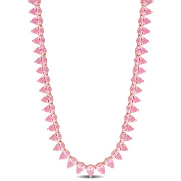 Sofia B. 44.5 cttw Created Pink Sapphire Tennis Necklace