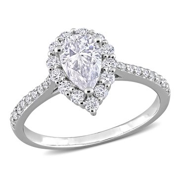 Sofia B. 1 3/8 cttw DEW Created Moissanite Teardrop Halo Engagement Ring