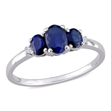 Sofia B. 0.02 cttw Diamond & 1 cttw Sapphire 3-Stone Ring