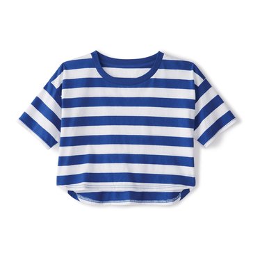  Liberty & Valor Big Girls' Sheered Sleeve Stripe Tee