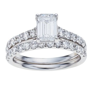 DREAMFUSION4 Lab Grown 1 cttw Emerald Cut Diamond Bridal Set