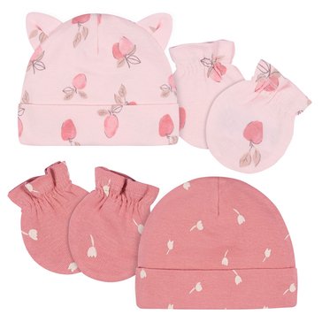 Gerber Baby Appley Sweet Cap and Mitten Set 4-Pack