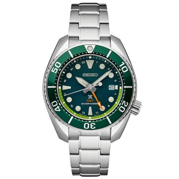 Seiko Men's Prospex Sterling Silver Solar GMT Watch