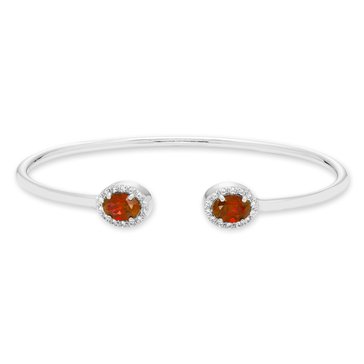 Garnet & Created White Sapphire Cuff Bangle