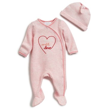 Wanderling Baby Girls Rib 2-Piece Coverall Set with Hat