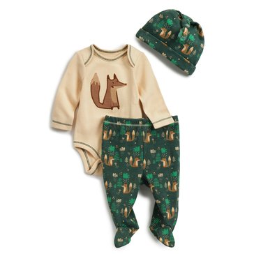 Wanderling Baby Boys Fox 3-Piece Layette Set with Hat