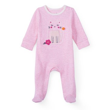 Wanderling Baby Girls Cat Embroidered Coverall