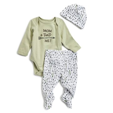 Wanderling Baby Boys 3-Piece Layette Set with Hat