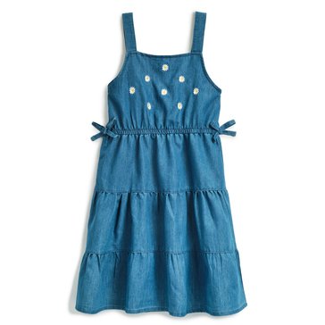 Liberty & Valor Big Girls' Chambray Tiered Tank Dress