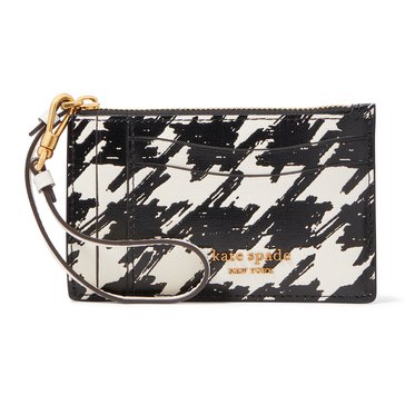 Kate Spade New York Morgan Painterly Houndstooth Embossed Saffiano Leather Coin Card Case Wristlet