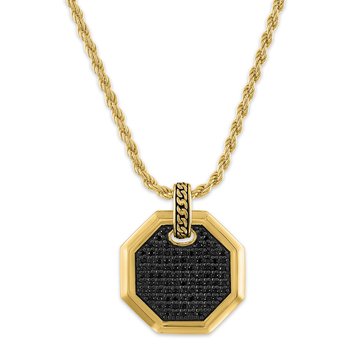 Esquire Men's Jewelry 1/2 cttw Diamond Octagon Pendant Necklace