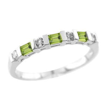 Peridot Baguette Cut with White Topaz Accents Ring