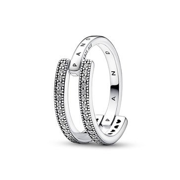 Pandora Signature Logo and Pave Double Band Ring