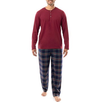 IZOD Men's Jersey Henley Flannel Pant Set