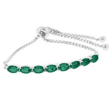 Created Emerald Bolo Silder Chain Bracelet