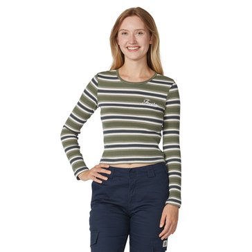 Fivestar General Women's Long Sleeve Crop Stripe Baby Tee Juniors