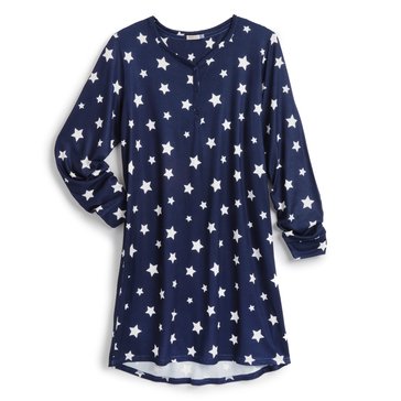 Yarn & Sea Women's Star Hacci Long Sleeve Nightshirt