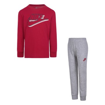 Nike Little Boys Swoosh Long Sleeve Shirt And Pant Sets