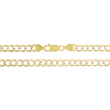 Two-Tone Curb Diamond Cut Pave Chain Necklace, 5.8mm