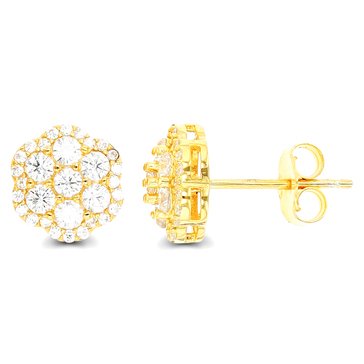 Lulea Round Cubic Zirconia Cluster Stud Earrings