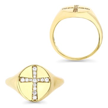 Lulea Pave Cubic Zirconia Cross Signet Ring