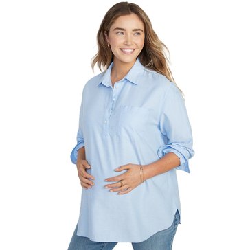 Old Navy Maternity Long Sleeve Oxford Boyfriend Popover Shirt