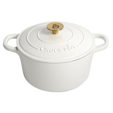Crockpot Artisan Enameled Cast Iron Dutch Oven with Lid and Gold Knob