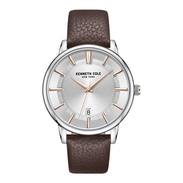 Kenneth Cole Men's Classic Round Dial Genuine Leather Strap Watch