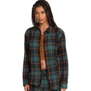 RVCA Women's Mable Plaid Long Sleeve Flannel