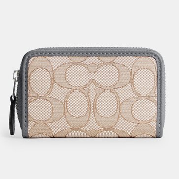 Coach Box Program Signature Jacquard Small Zip Around Card Case