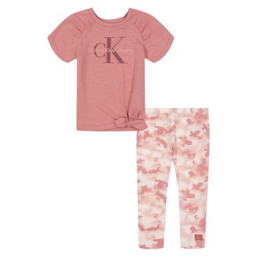 Calvin Klein Toddler Girls' Tie Front Slub Jersey Tunic Sets