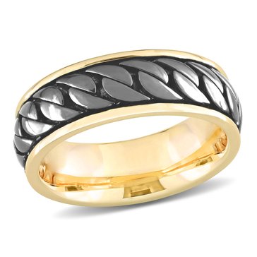 Sofia B. Men's Two-Tone Ribbed Design Ring