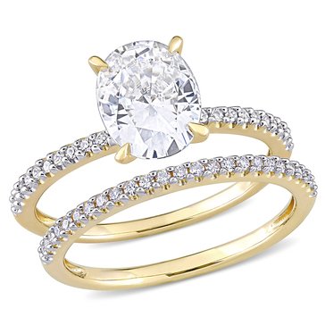 Sofia B. 1/4 cttw Diamond and 2 cttw Created Moissanite Bridal Ring Set