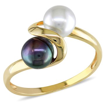 Sofia B. Freshwater Cultured White Black Pearl Ring