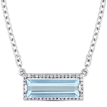 Sofia B. 3 7/100 cttw Sky Blue Topaz and White Sapphire Necklace