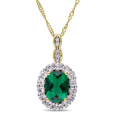 Sofia B. 1/40 cttw Diamond and 1 5/8 cttw Created Emerald White Topaz Pendant