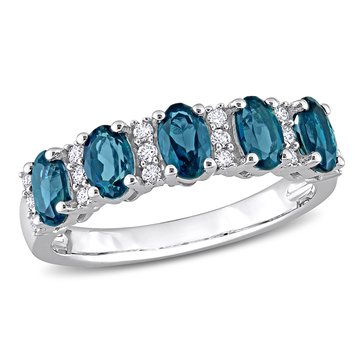 Sofia B. 1/6 cttw Diamond and 1 1/2 cttw London Blue Topaz Ring