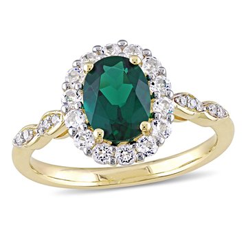 Sofia B. 1/20 cttw Diamond and 1 5/8 cttw Created Emerald, and White Topaz Ring