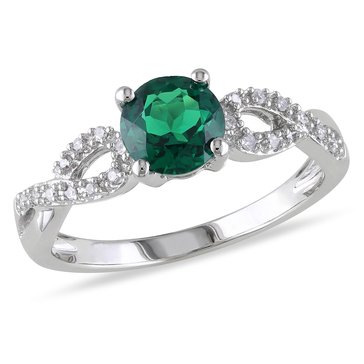 Sofia B. 1/10 cttw Diamond and 4/5 cttw Created Emerald Ring